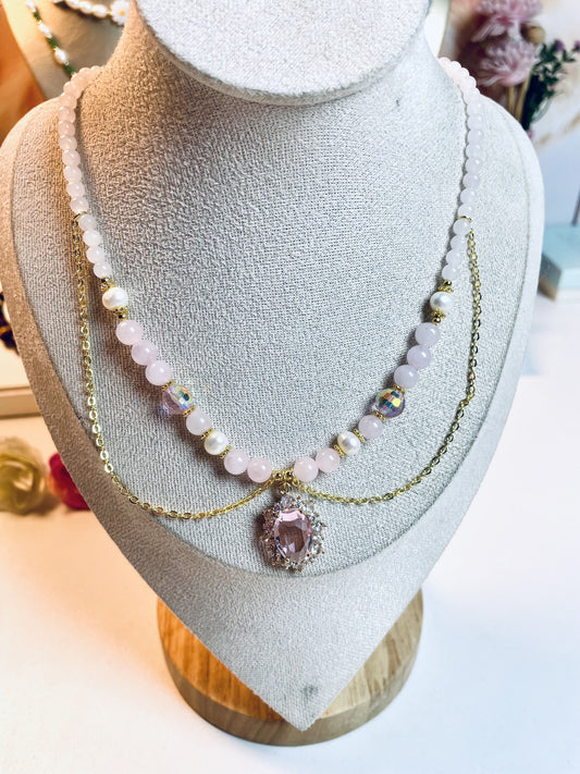 DIY Rose Quartz Necklace and Bracelet