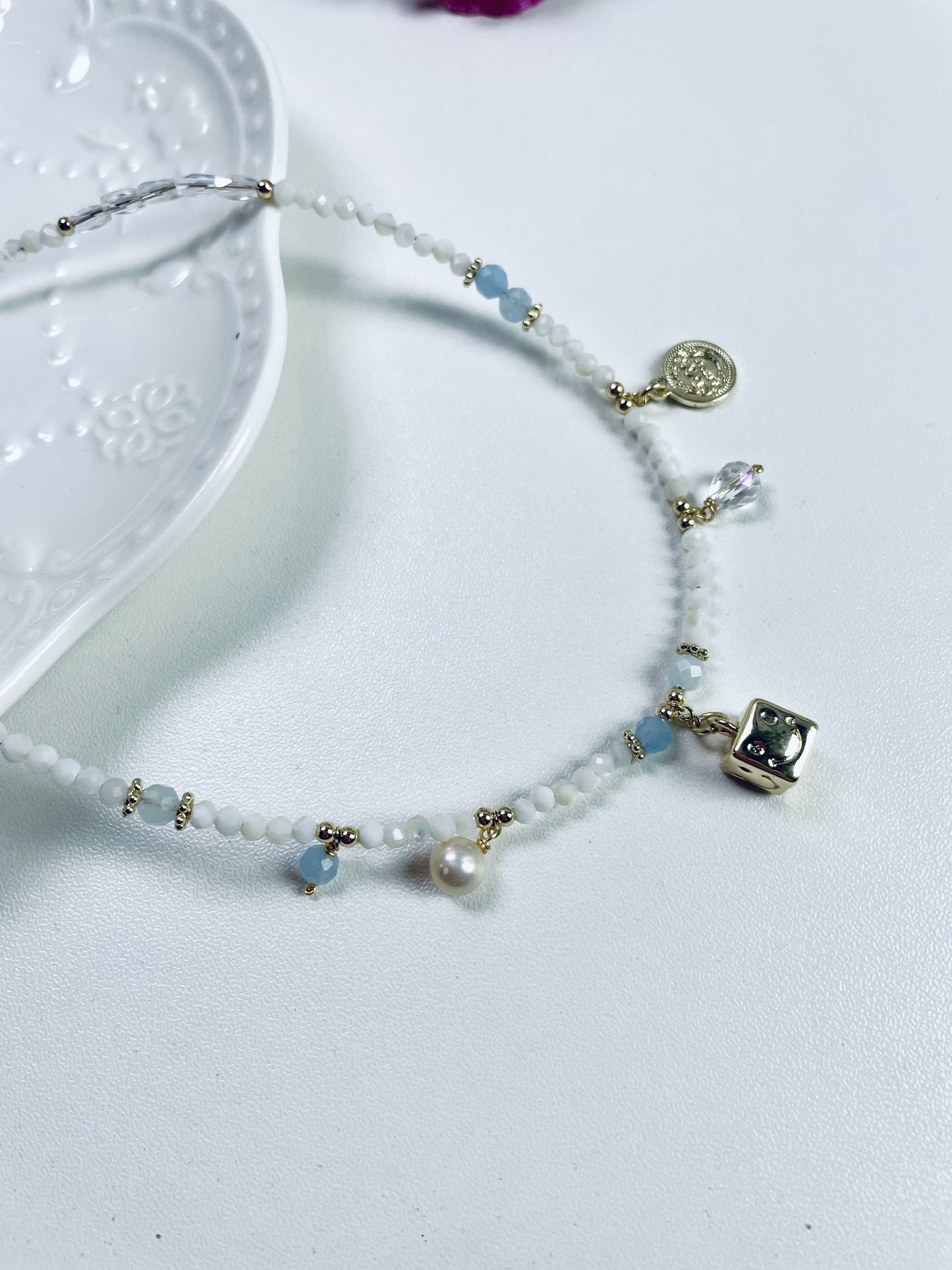 DIY Aquamarine Smile Necklace and Bracelet