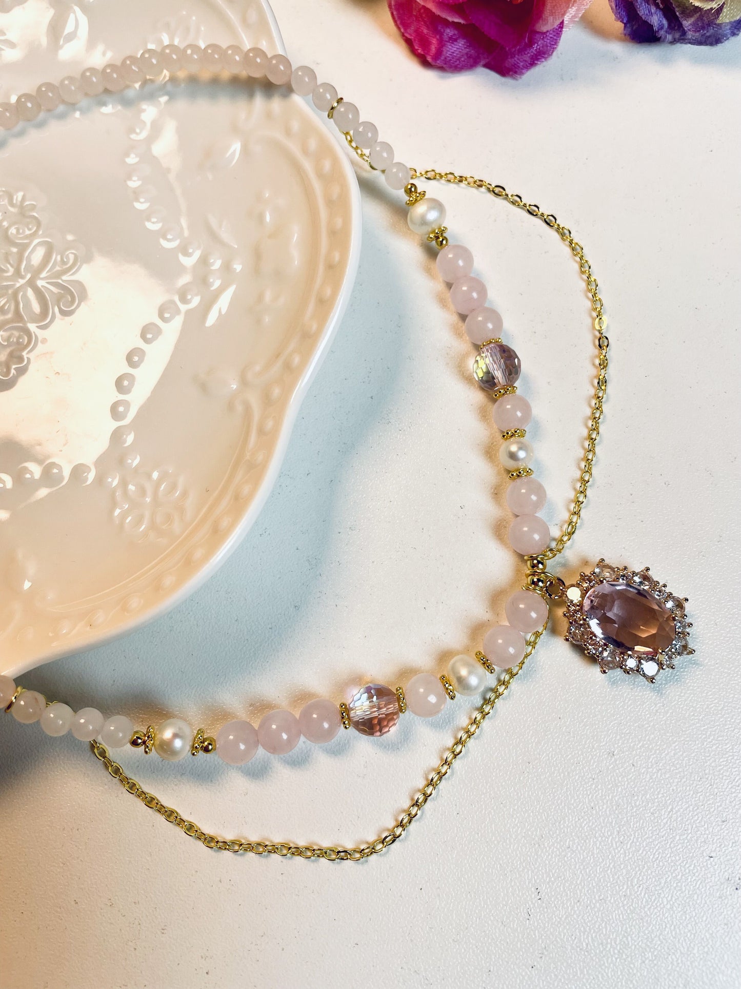 DIY Rose Quartz Necklace and Bracelet