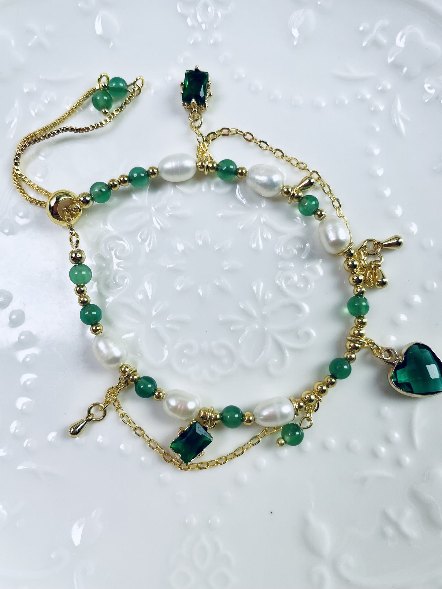 DIY Green heart Necklace and Bracelet