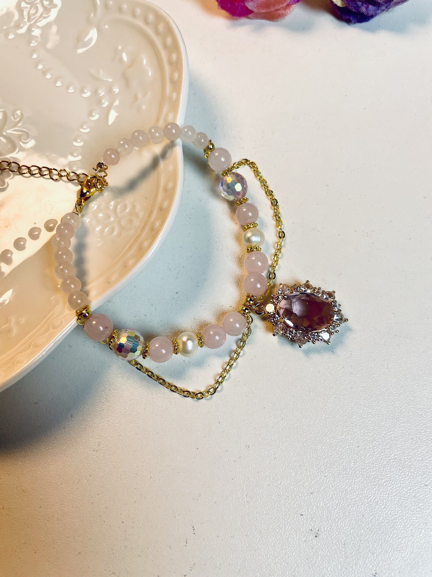 DIY Rose Quartz Necklace and Bracelet