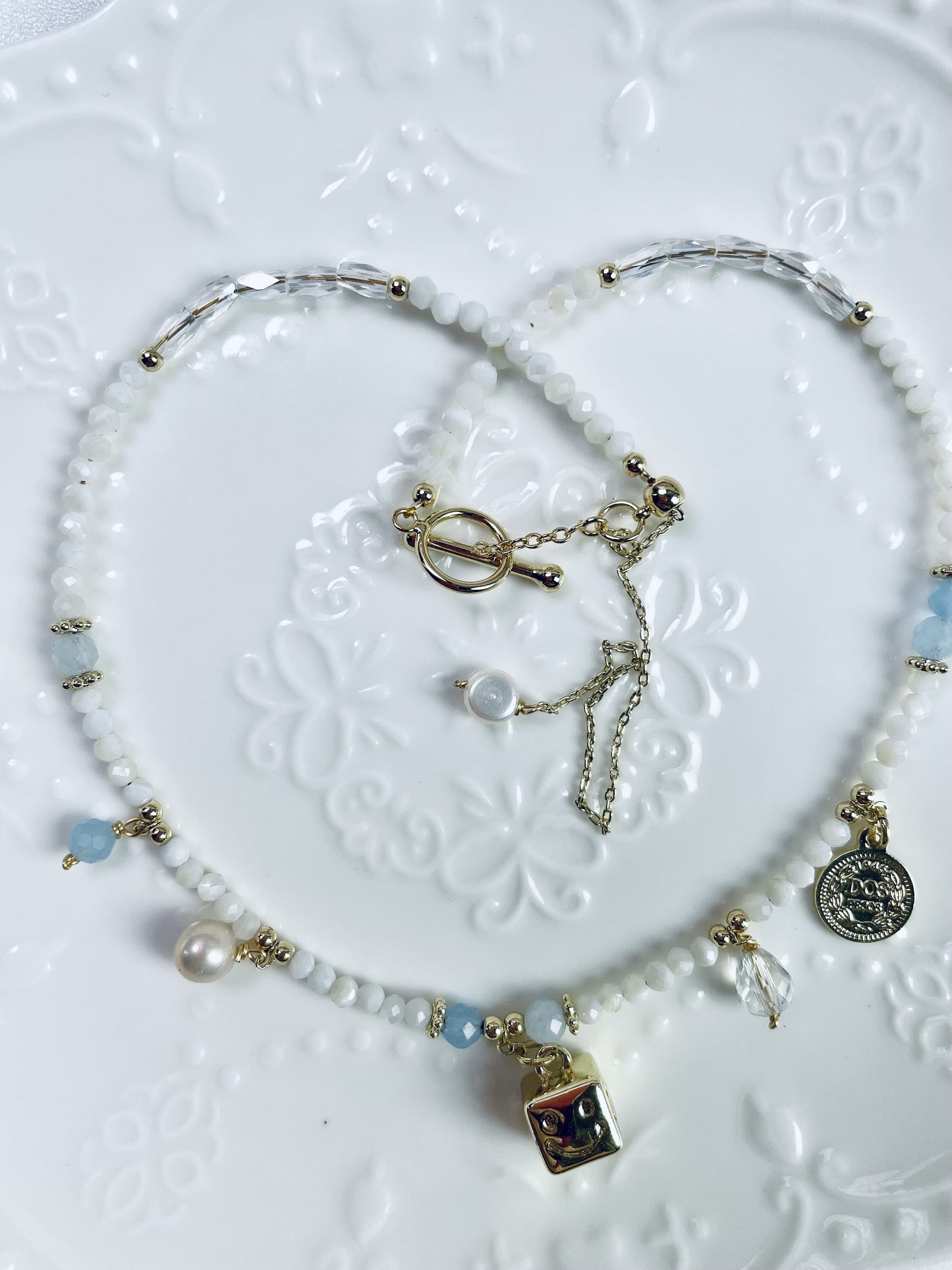 DIY Aquamarine Smile Necklace and Bracelet