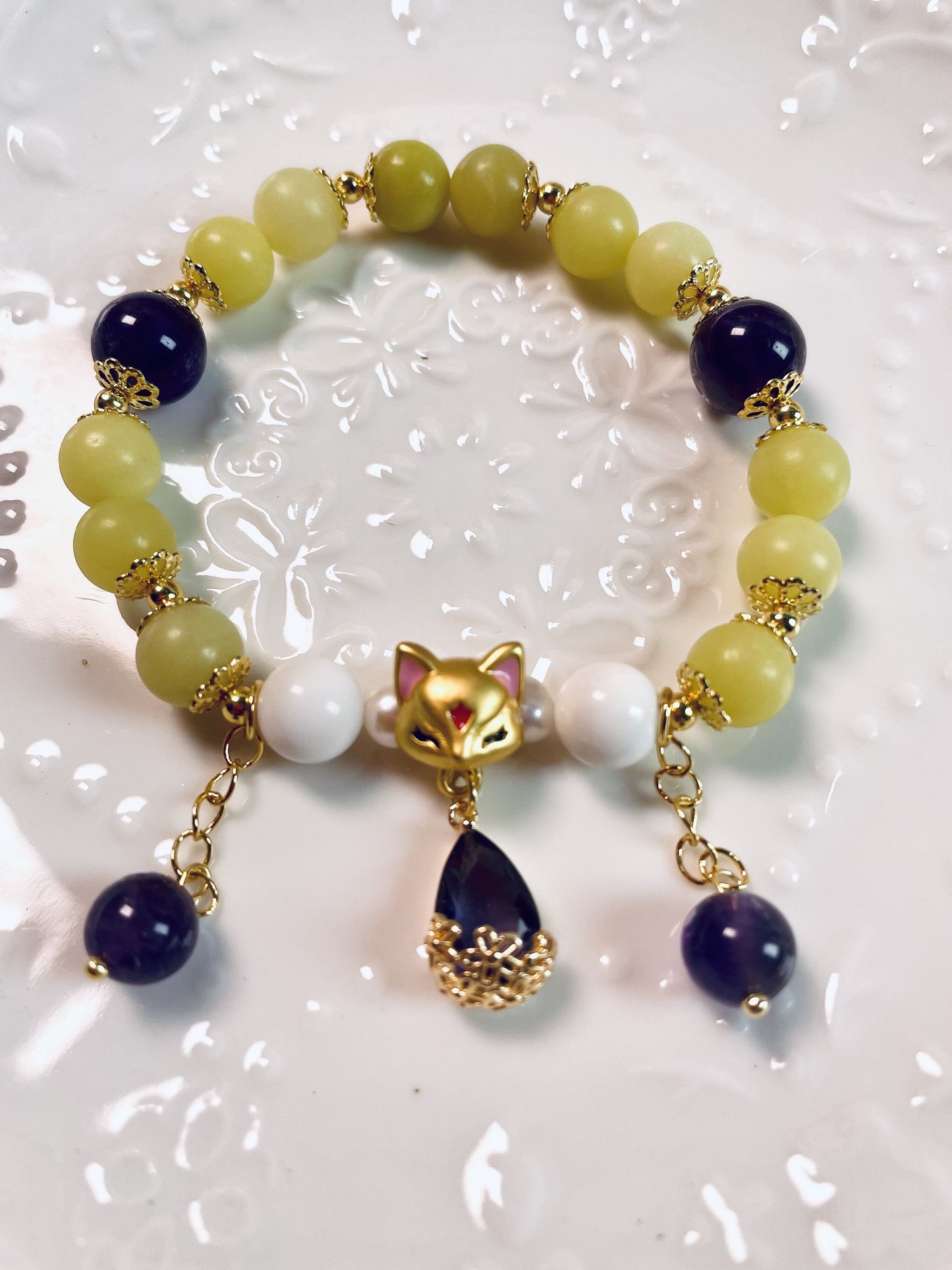 DIY Lemon color and cute Fox Bracelet