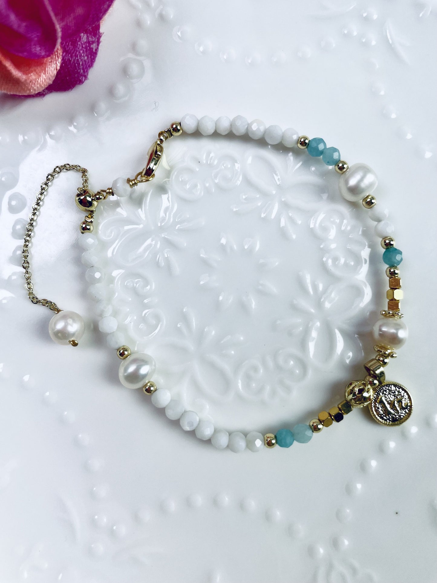 DIY Aquamarine Smile Necklace and Bracelet