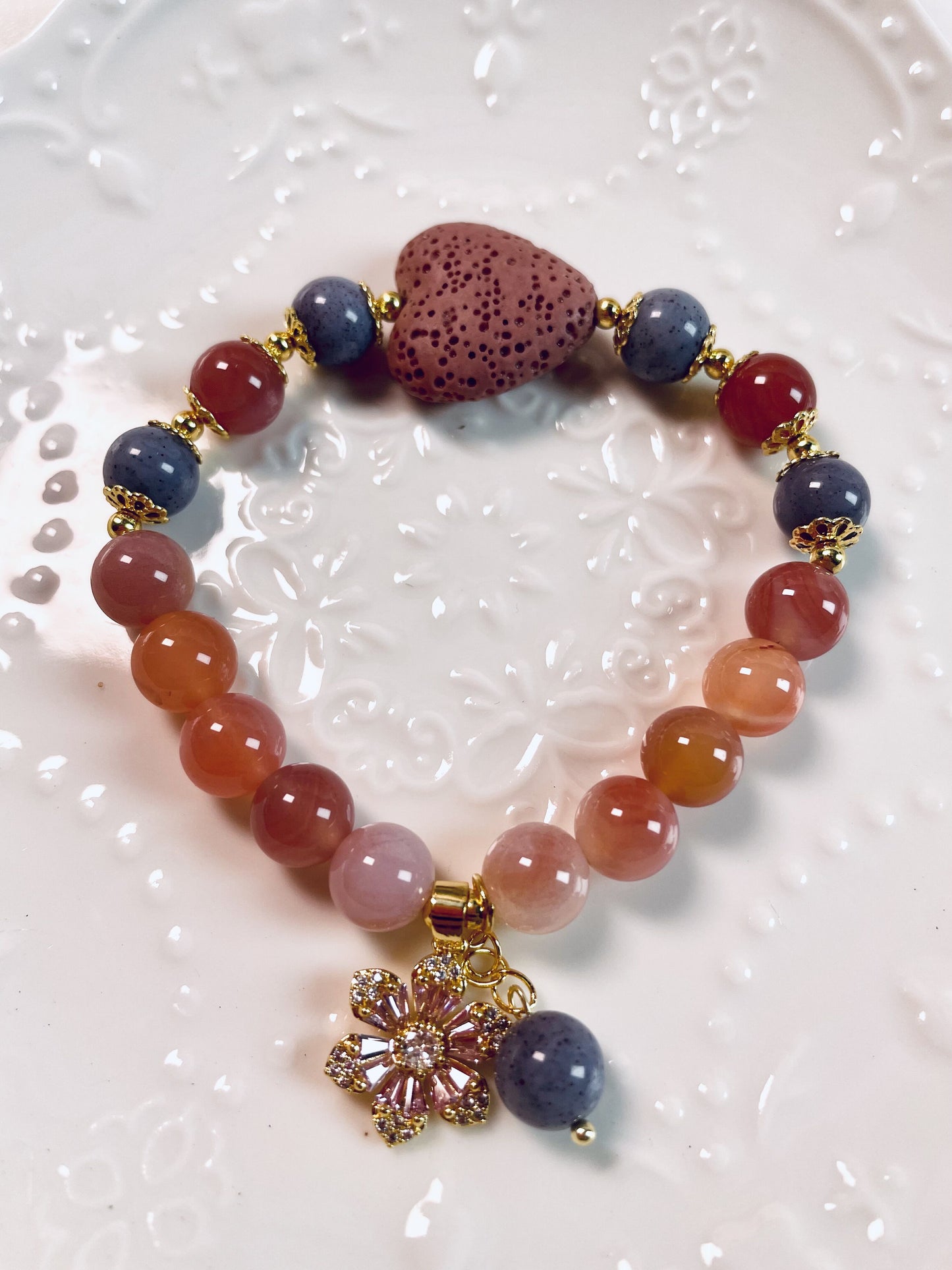 DIY Yanyuan agate and heart shape Bracelet