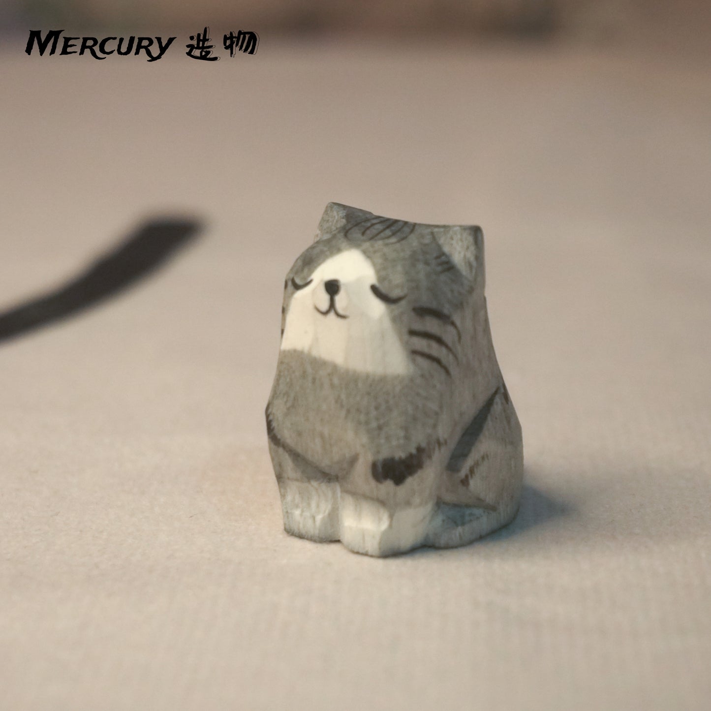 Cat ornament wood carving cat wooden crafts creative gifts hand carved animals decorations