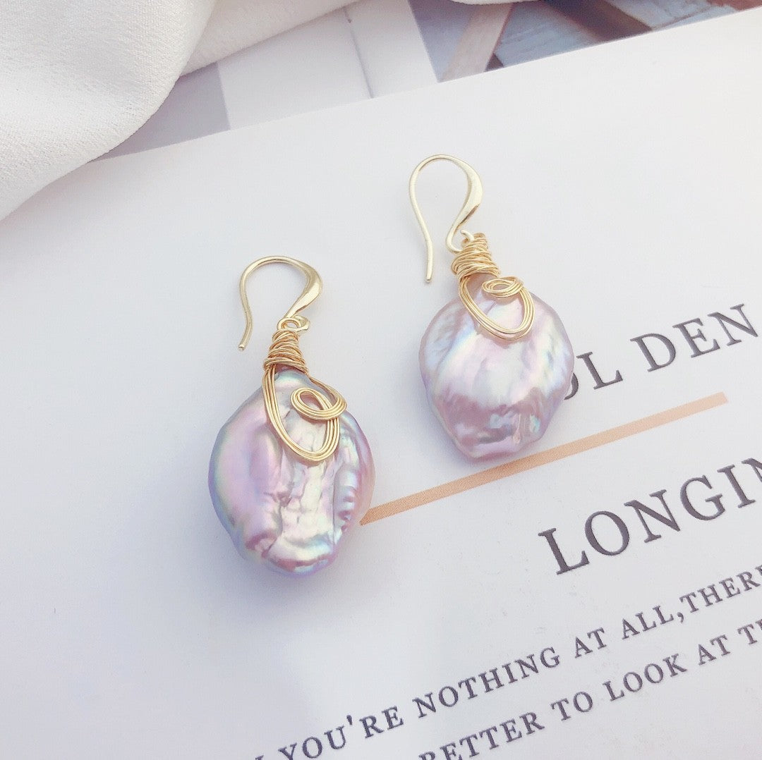 Pearl earrings #12 Baroque