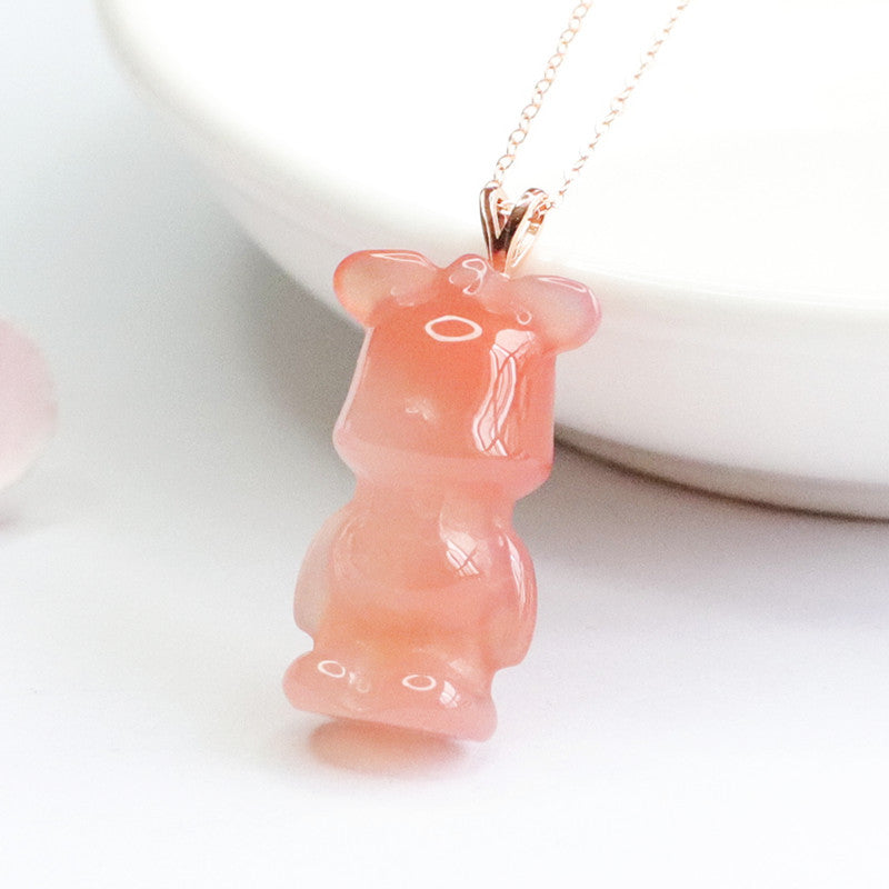 Cute bear necklace-Silver 925 (Agate)