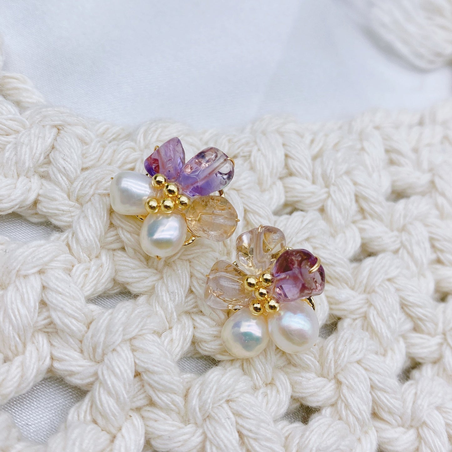 Pearl earrings #8 Flower