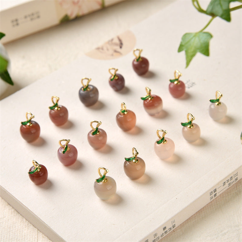 DIY charms for jewelry-Agate(Peach, Apple, Strawberry, Fish tail, Persimmon, Cherry)