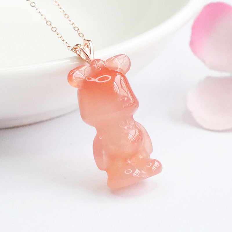 Cute bear necklace-Silver 925 (Agate)