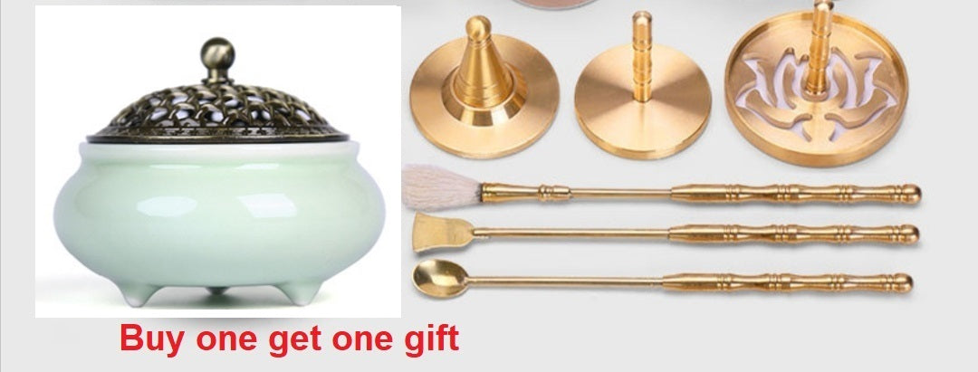 7pcs ceramics copper Incense burner incense marking kit