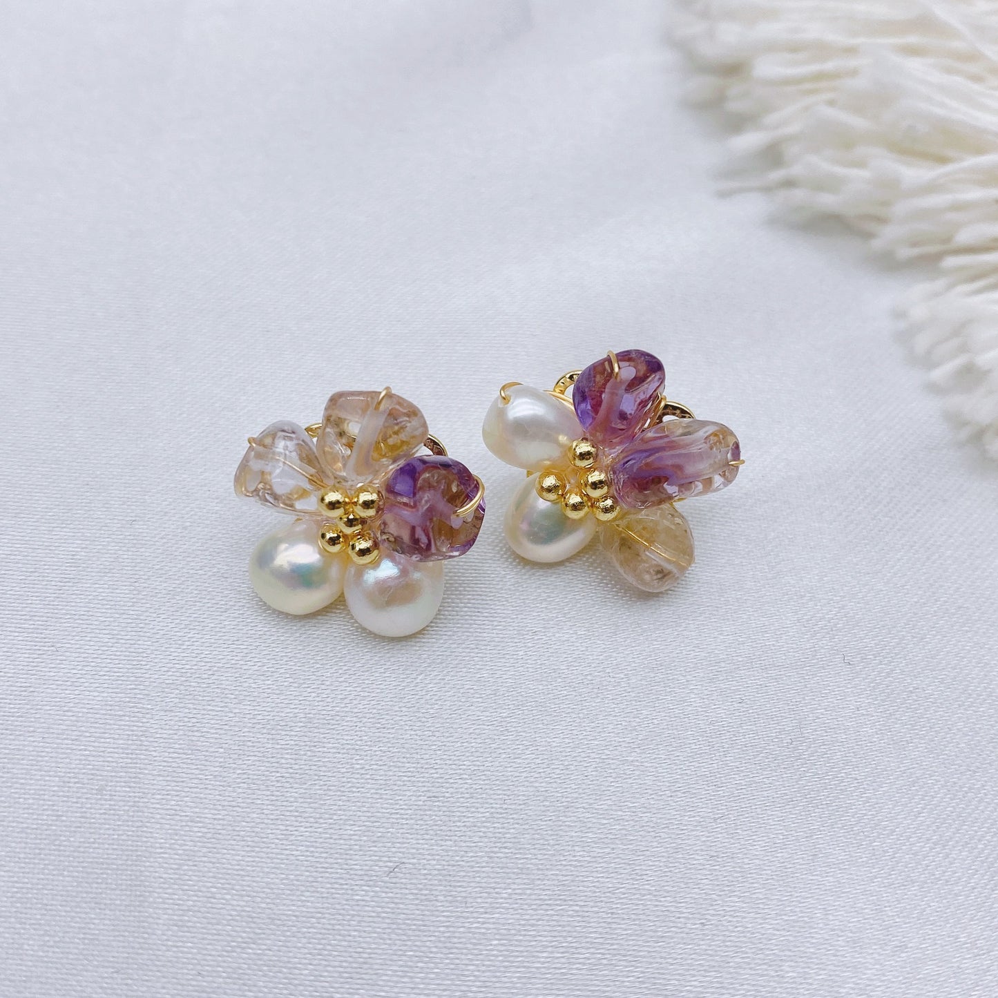 Pearl earrings #8 Flower