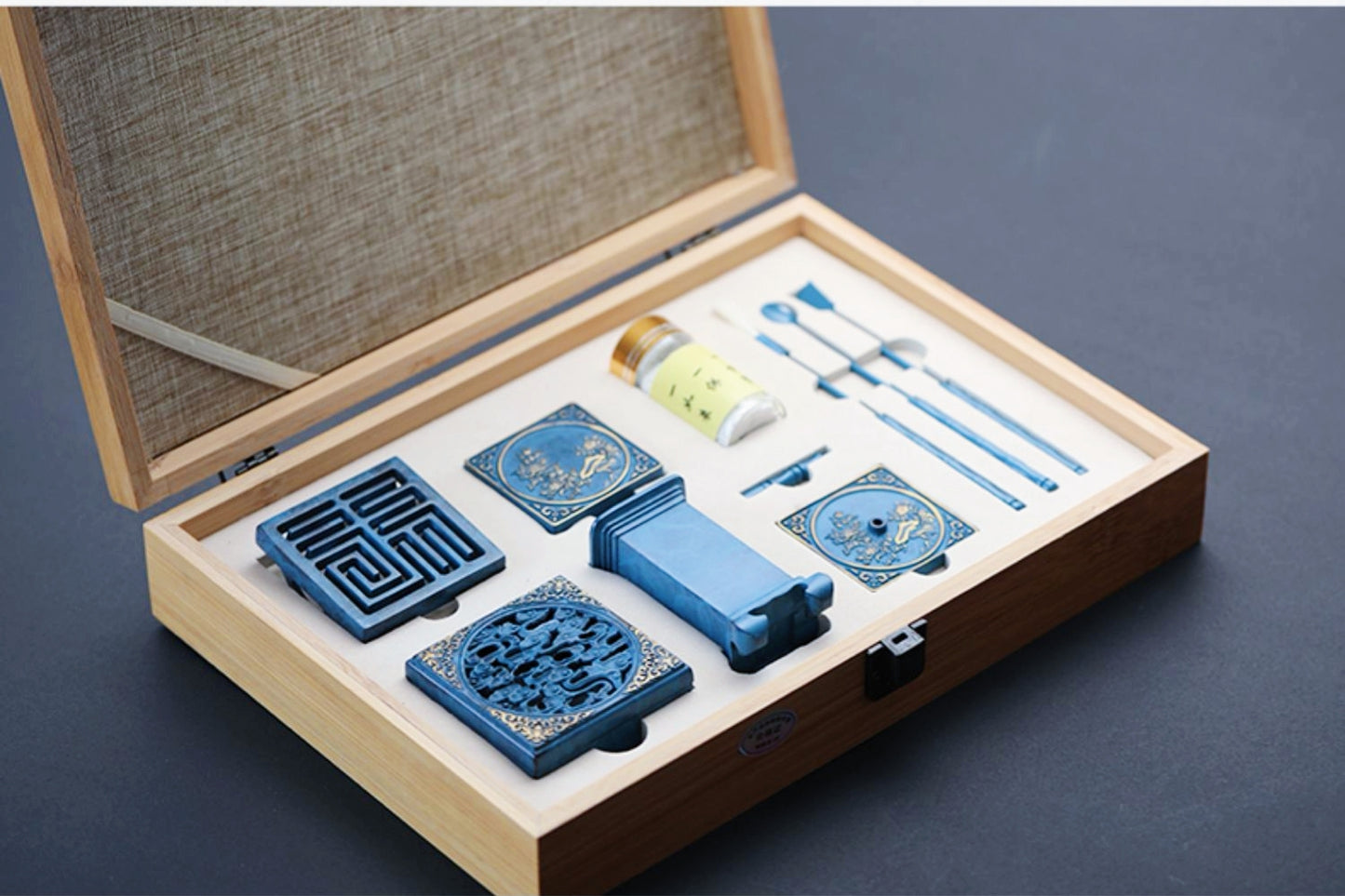 8pcs square copper blue kit have gift box