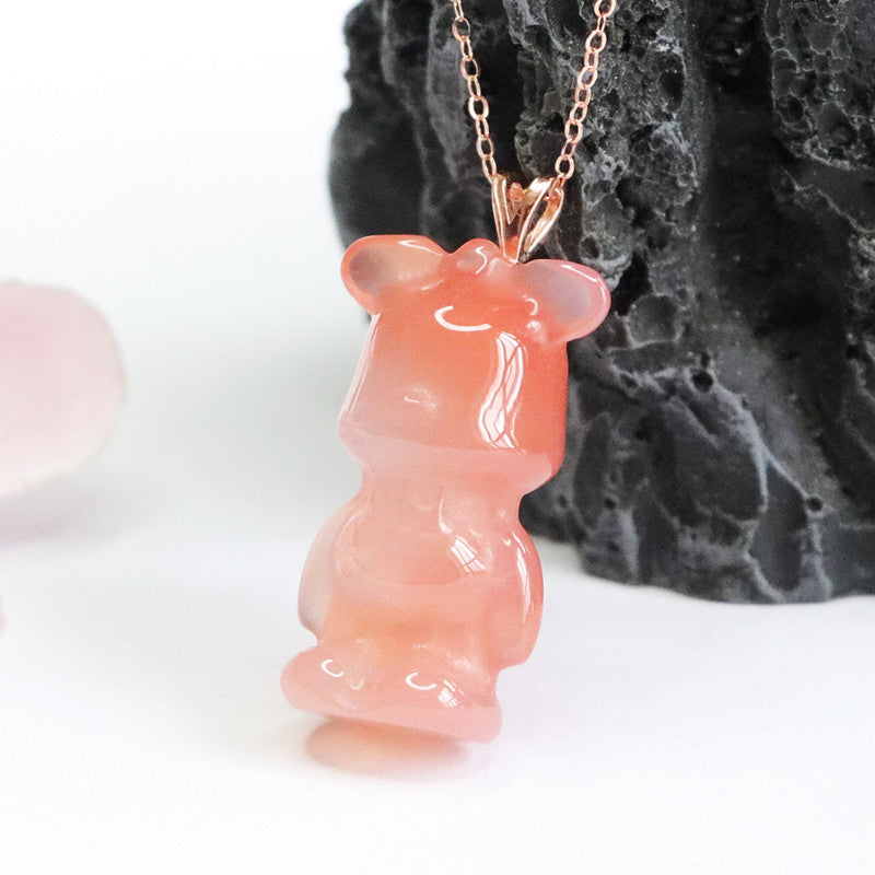 Cute bear necklace-Silver 925 (Agate)