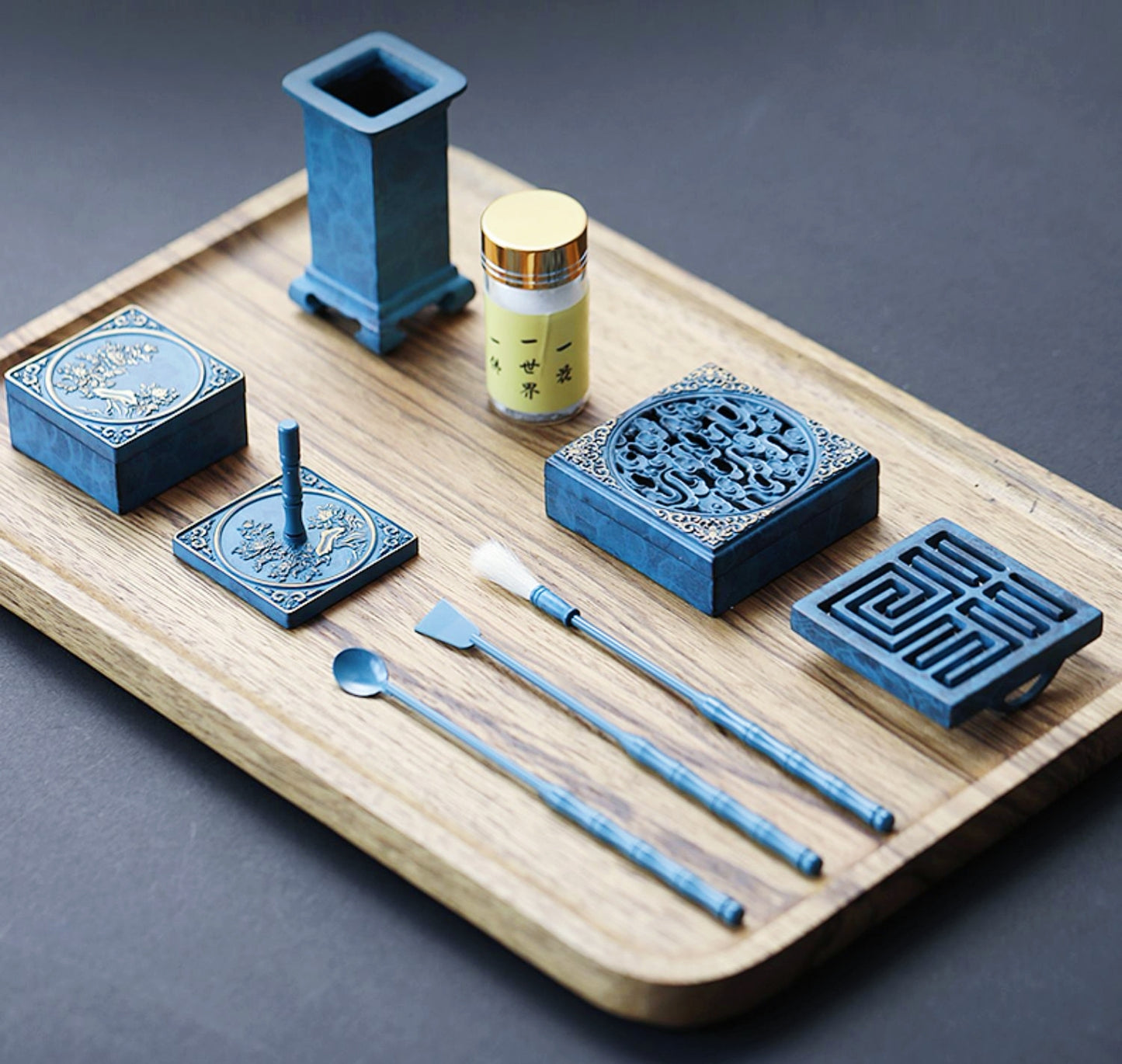 8pcs square copper blue kit have gift box