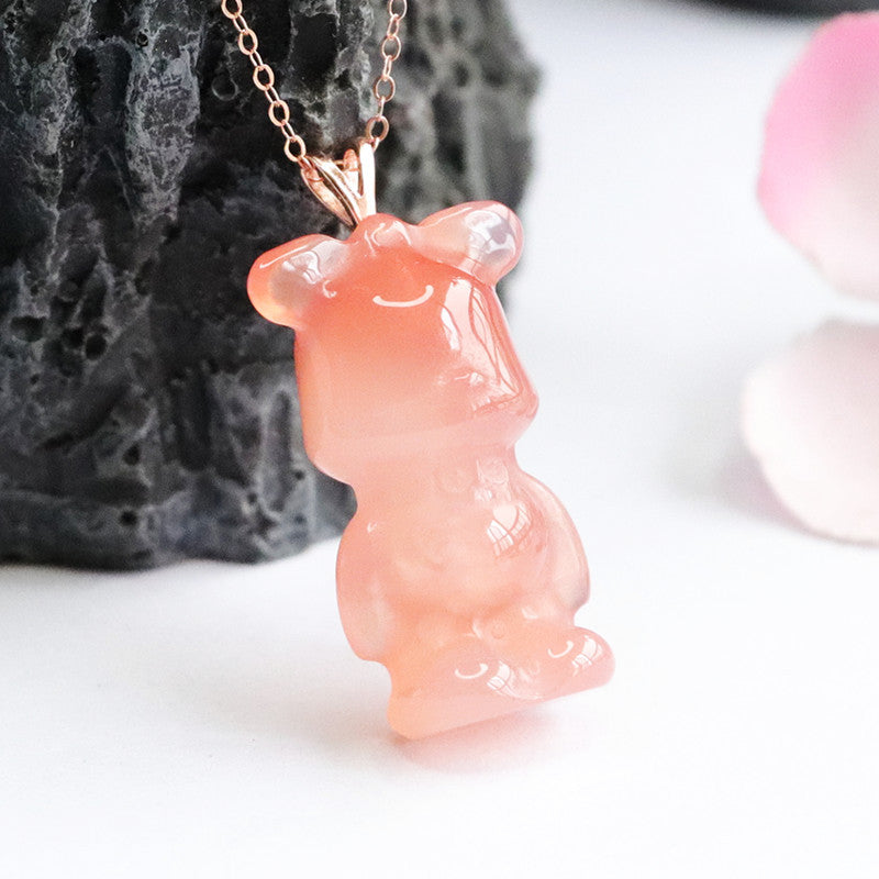 Cute bear necklace-Silver 925 (Agate)