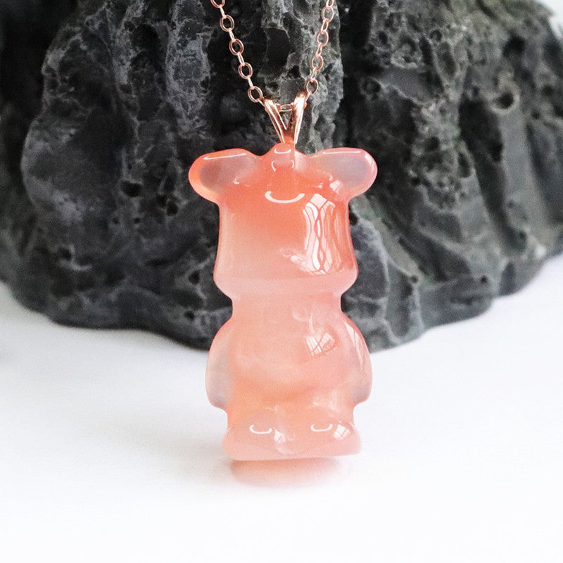 Cute bear necklace-Silver 925 (Agate)