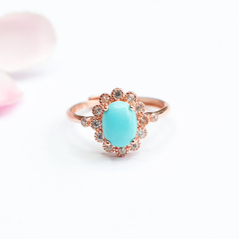 Turquoise  ring #6-Silver 925