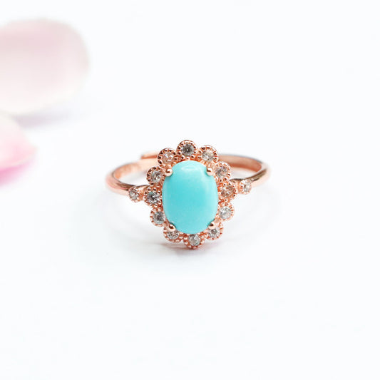 Turquoise  ring #6-Silver 925