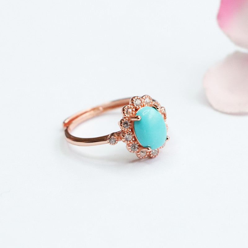 Turquoise  ring #6-Silver 925