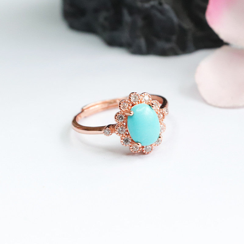 Turquoise  ring #6-Silver 925