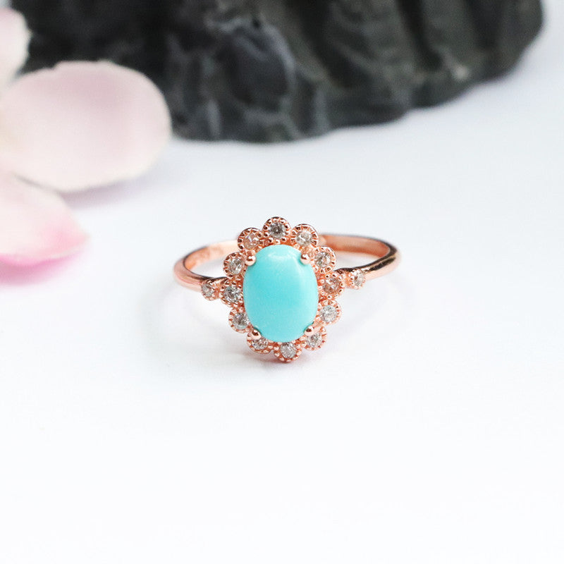 Turquoise  ring #6-Silver 925