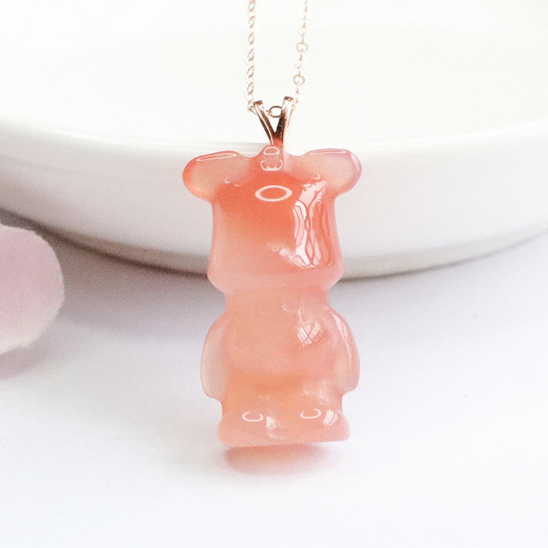 Cute bear necklace-Silver 925 (Agate)